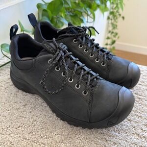KEEN TARGHEE IV OXFORD Black Leather Waterproof Shoes Men 8 COMFORT TRACTION‎